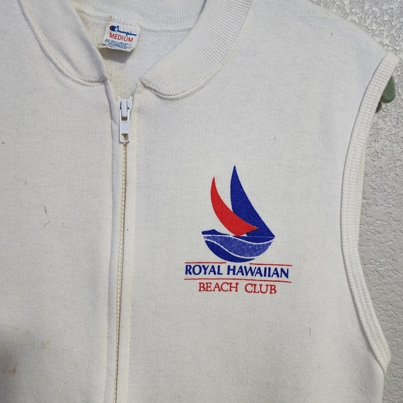 CHAMPION x ROYAL HAWAIIAN golf club beach club zip up sleeveless sweatshirt M - Picture 4 of 9